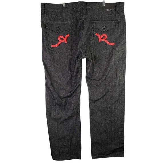 Rocawear Jeans Men 48x34 Baggy Loose Fit Black Red Wash Denim Hip Hop Y2K 48 - Picture 3 of 10
